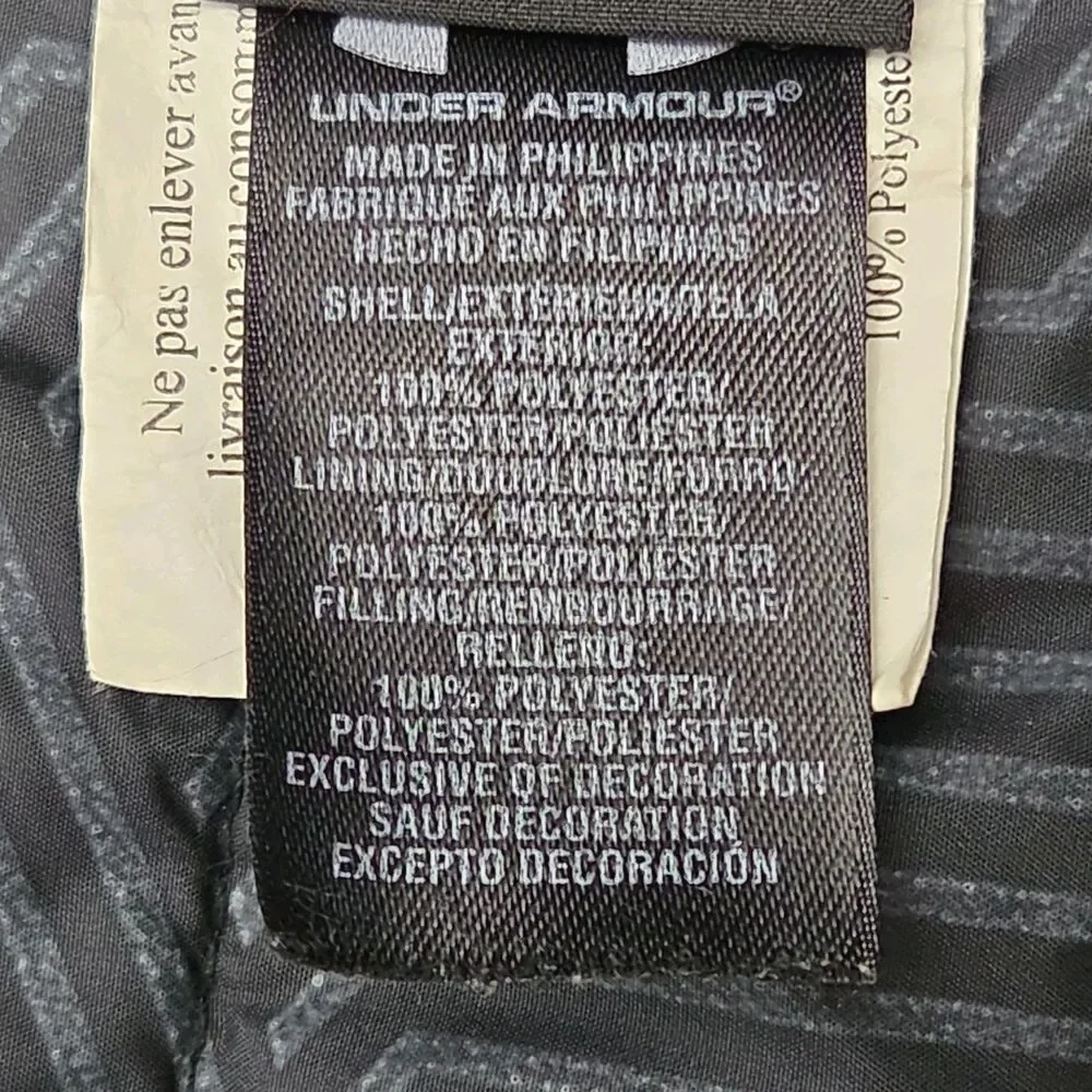 Under Armour Jacket Storm Black Primaloft Hoodie Men Sz Medium Zip Quilted Coat